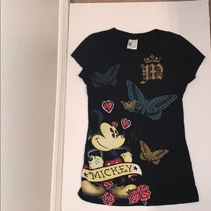 Black Disney Micky Mouse Graffic T Shirt